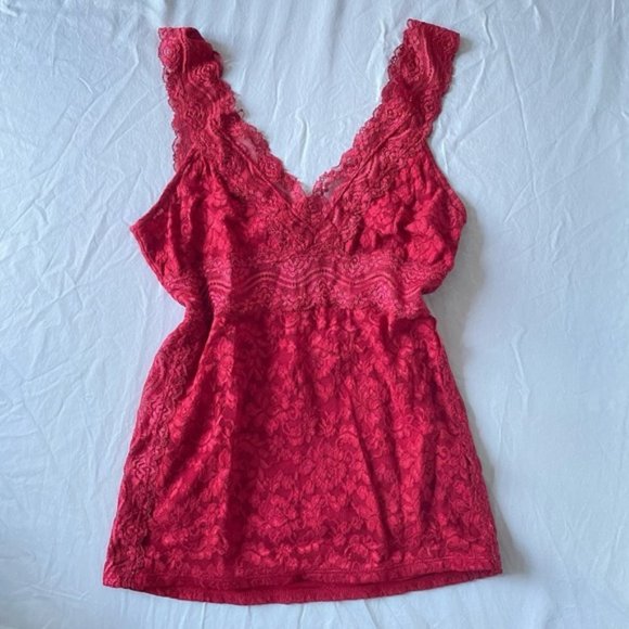MODA Red Y2K Lace Tank Top - Picture 2 of 7
